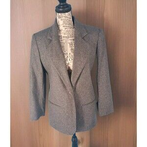 Women Wool Blend Jacket Blazer Vintage Gray Woolmark Lined Sz 4P Sag Harbor